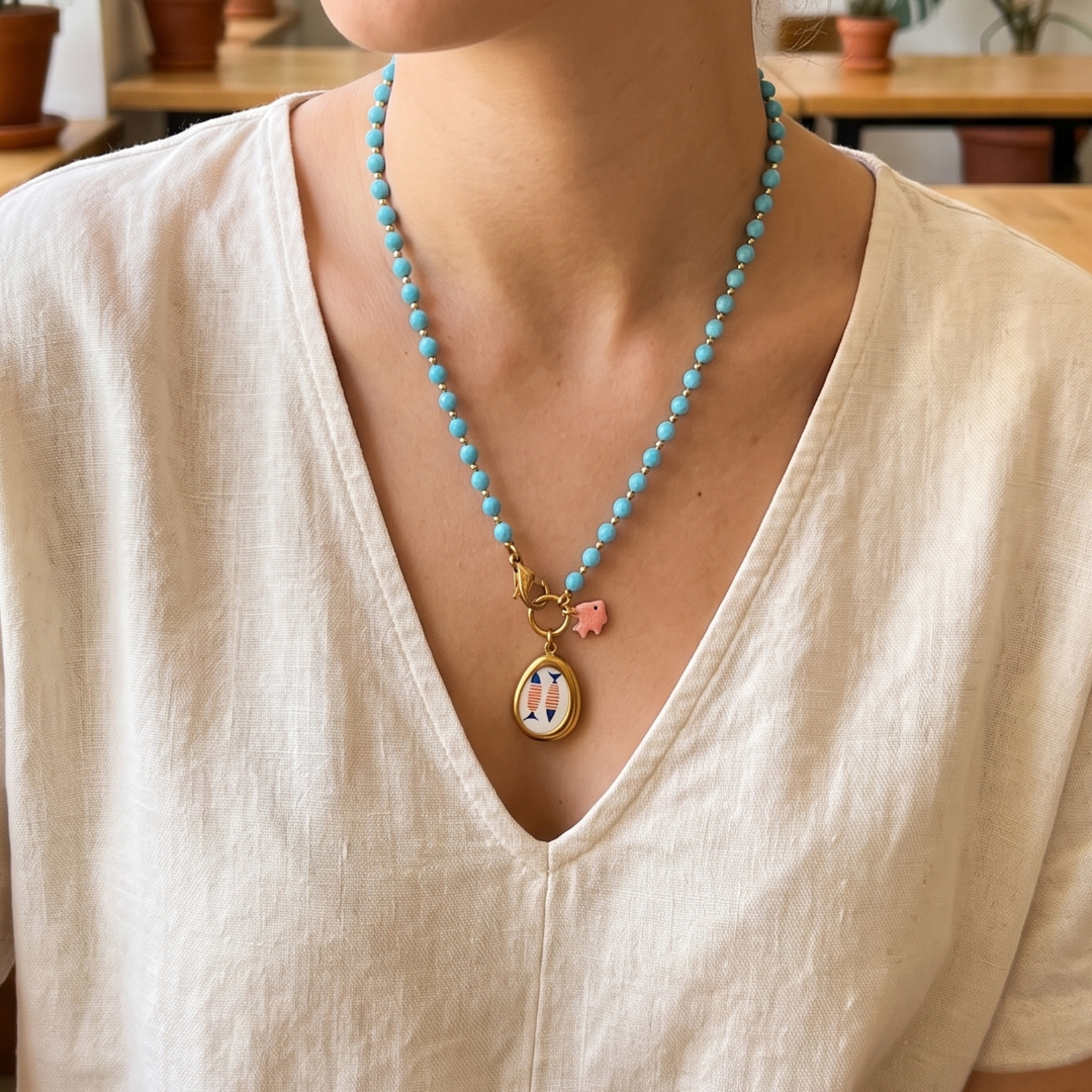 Collana Sea Pesci catena azzurra