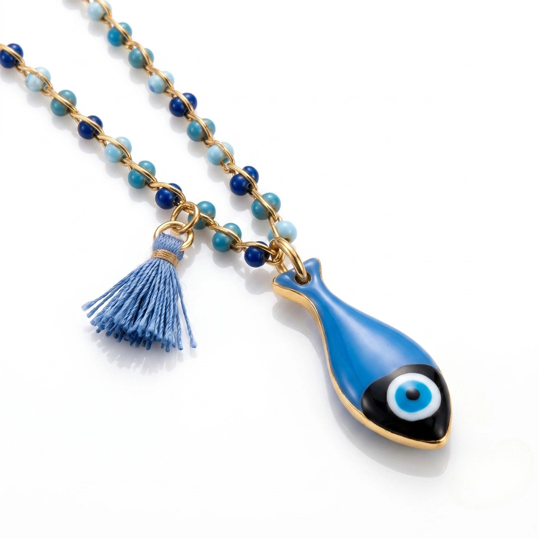 Collana Sea Pesciolino Blu con Occhio Portafortuna