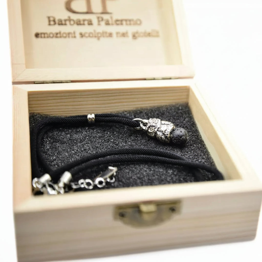 Etna Collana Owls Gufo con Pietra Lavica