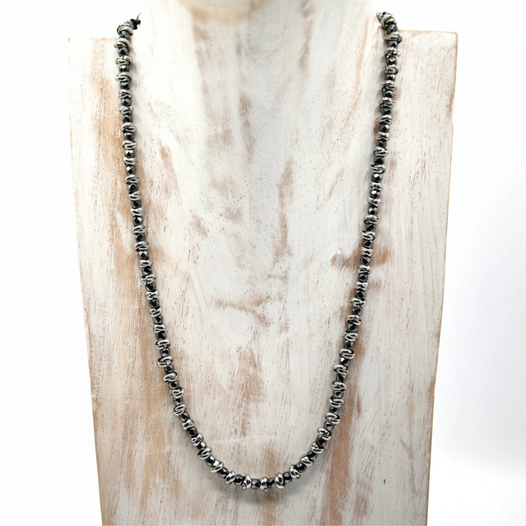 Collana Braid  Ematite & Acciaio intrecciato