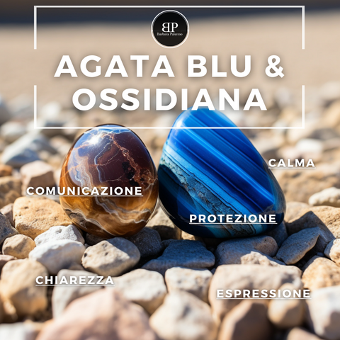 Miami collana Ocean con pietre agata blu-Ossidiana