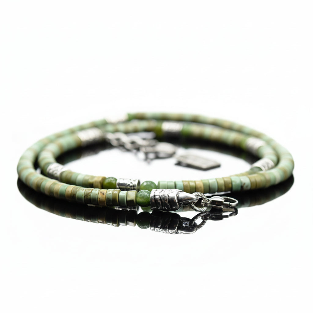Collana agata verde Ocean Oslo Howlite Muschiato Eleganza Ineguagliabile