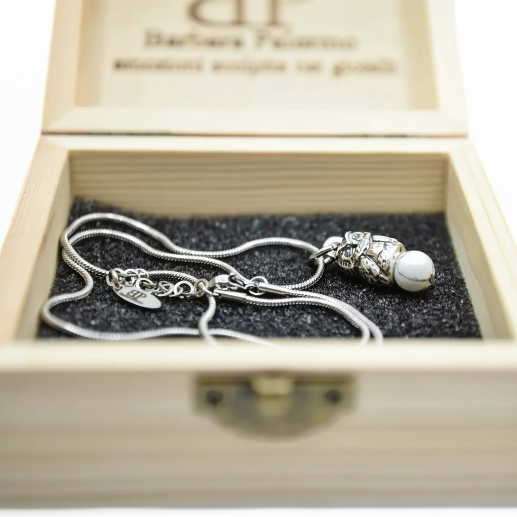Serenity Collana Gufo con Pietra Howlite Owls