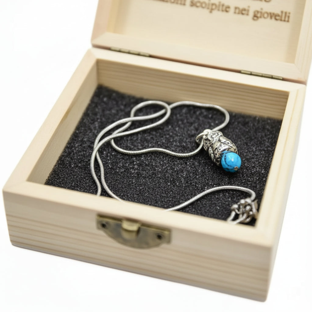 Owls Sentinel Collana Gufo con Pietre di Pasta Turchese