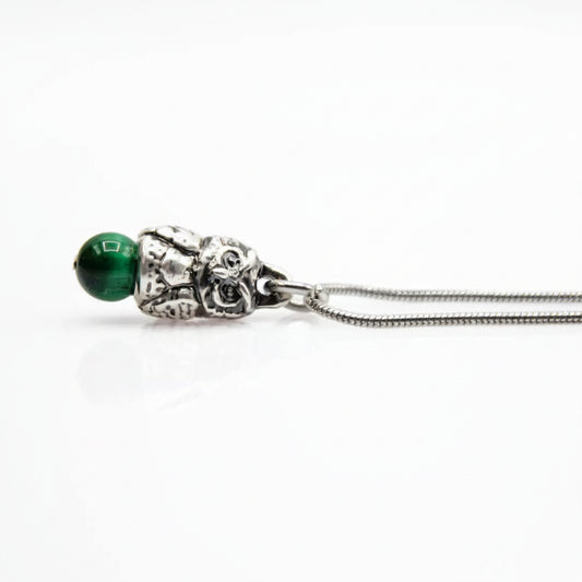 Prosperity Collana Gufo Owls con Occhio di Tigre Verde