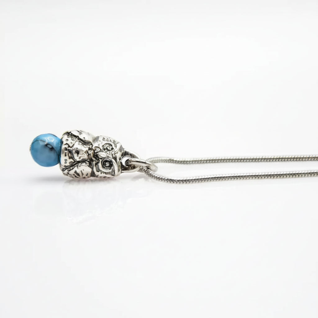 Owls Sentinel Collana Gufo con Pietre di Pasta Turchese