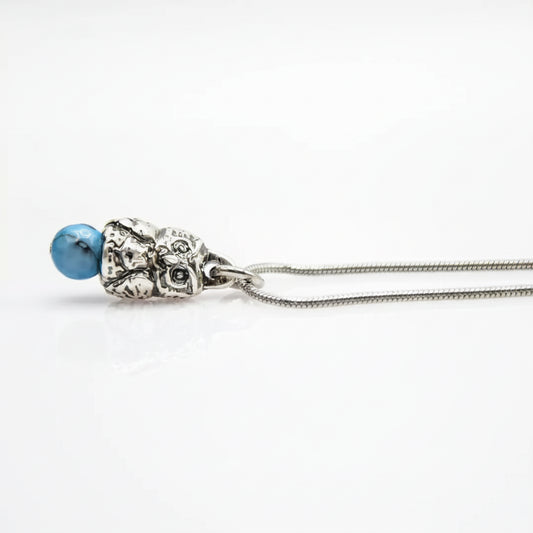 Owls Sentinel Collana Gufo con Pietre di Pasta Turchese