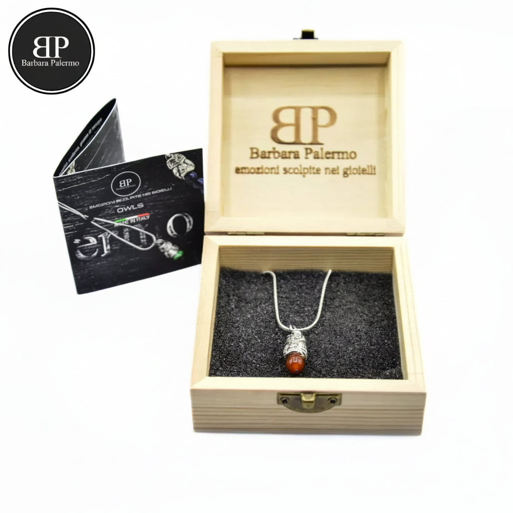 Vitality Collana Gufo con Pietra Corniola Owls