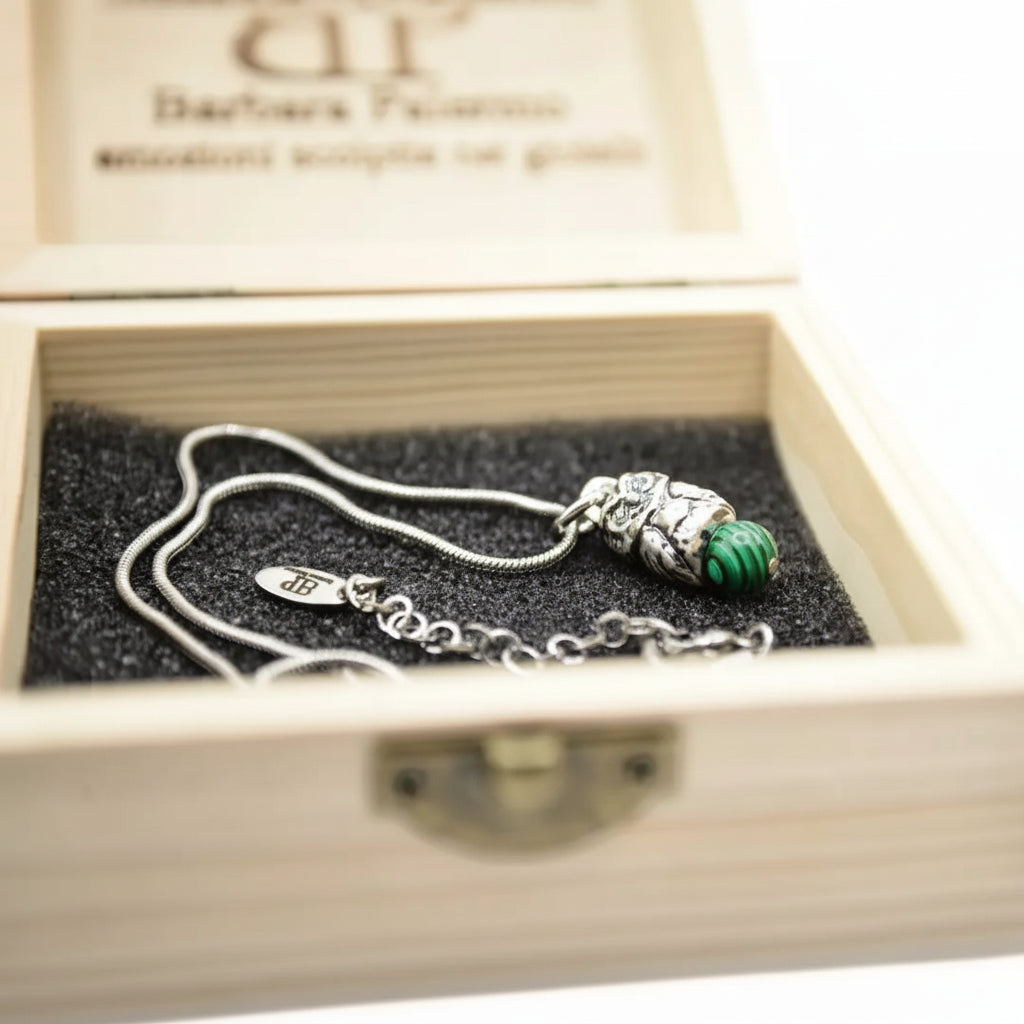 Owls Gaia Collana Gufo con Pasta di Malachite