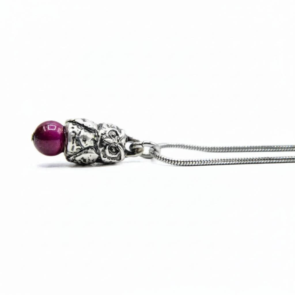 Owls Mystique Collana Gufo con Occhio di Tigre Viola