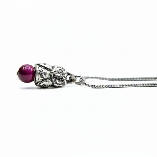 Owls Mystique Collana Gufo con Occhio di Tigre Viola