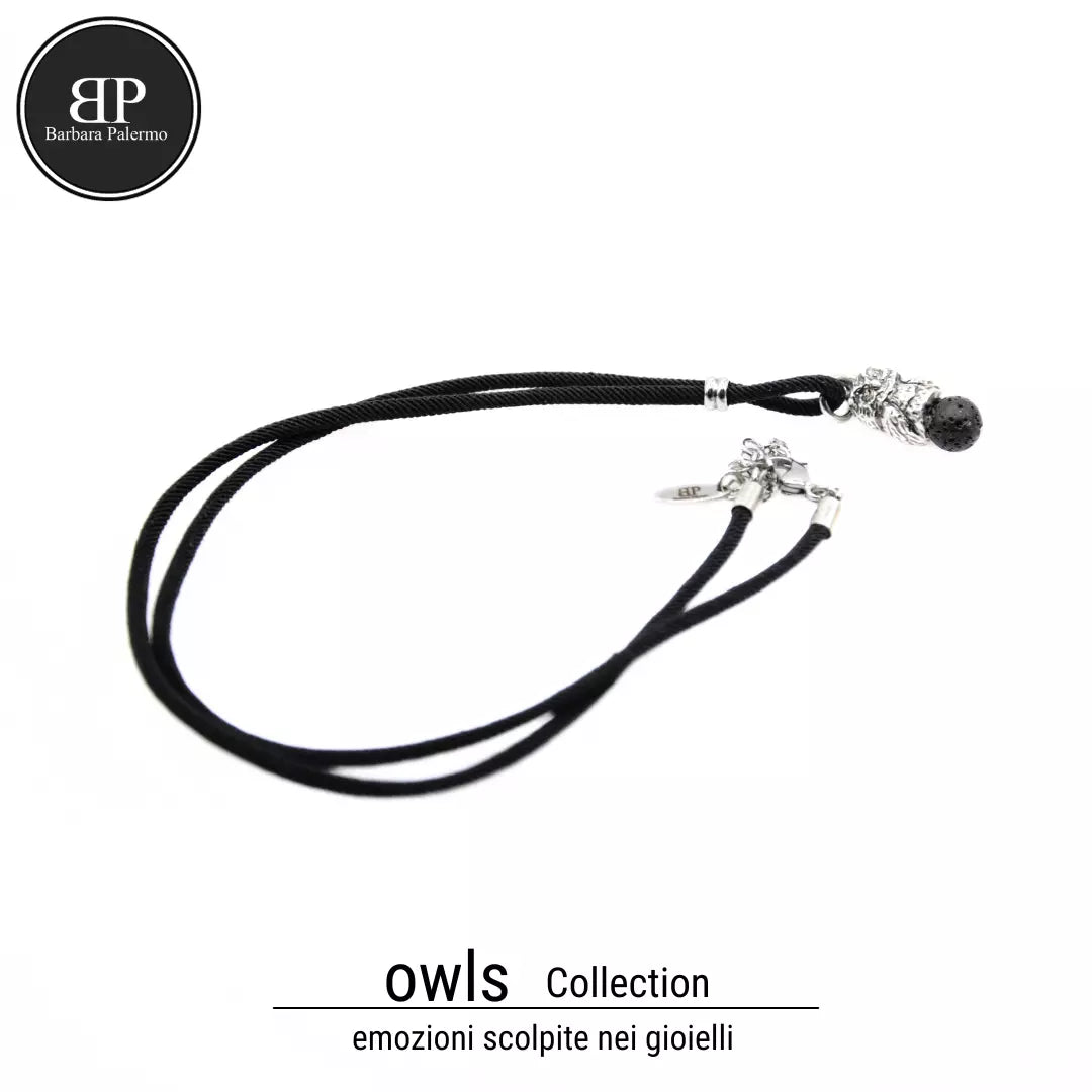 Etna Collana Owls Gufo con Pietra Lavica