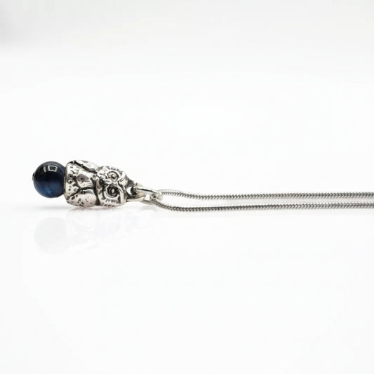 Vision Owls Collana Gufo con Occhio di Tigre Blu