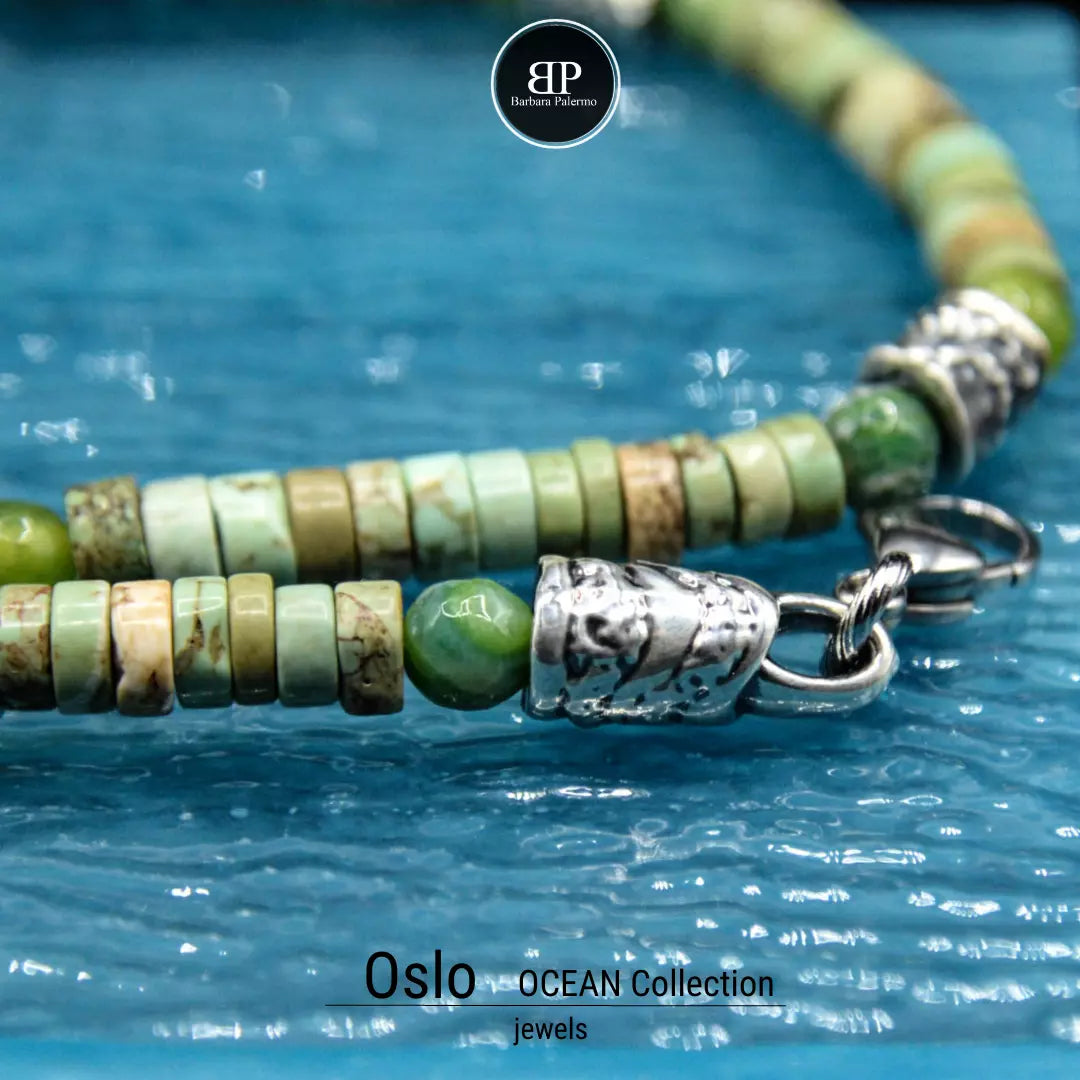 Collana agata verde Ocean Oslo Howlite Muschiato Eleganza Ineguagliabile