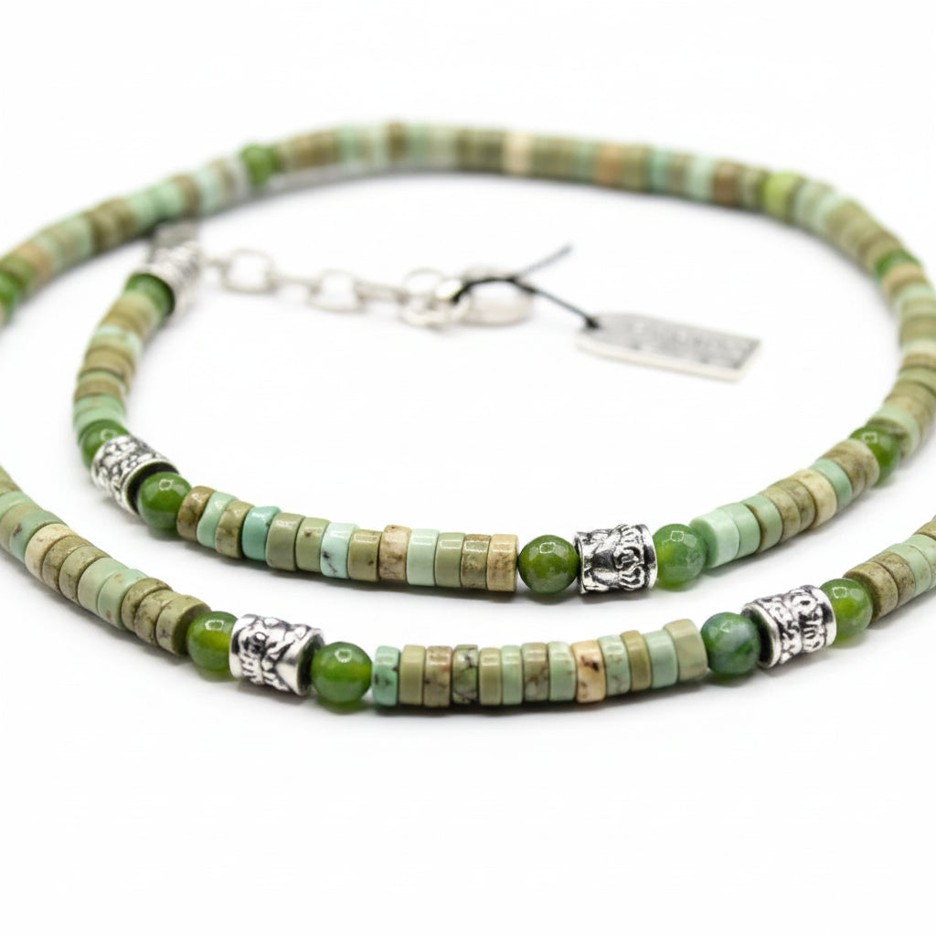 Collana agata verde Ocean Oslo Howlite Muschiato Eleganza Ineguagliabile