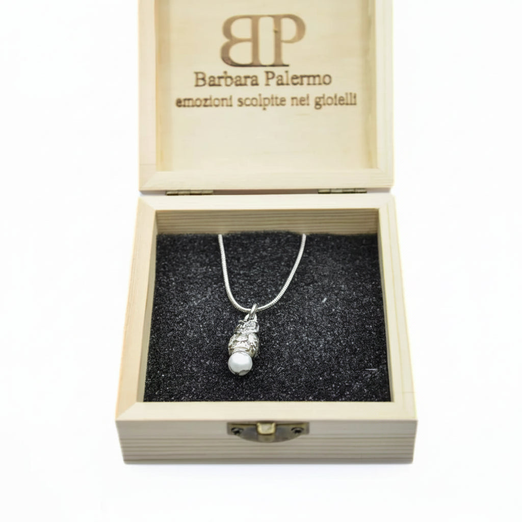 Serenity Collana Gufo con Pietra Howlite Owls