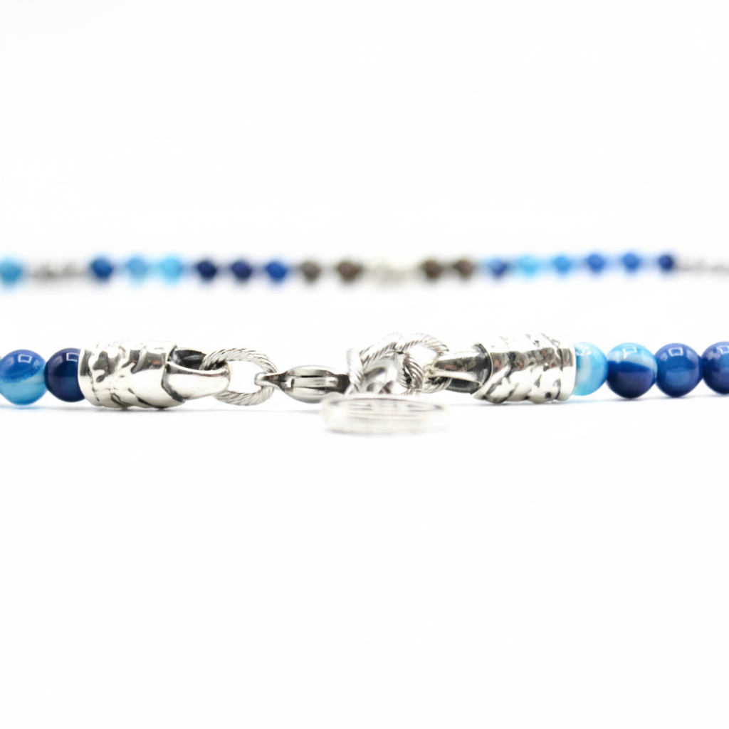 Miami collana Ocean con pietre agata blu-Ossidiana