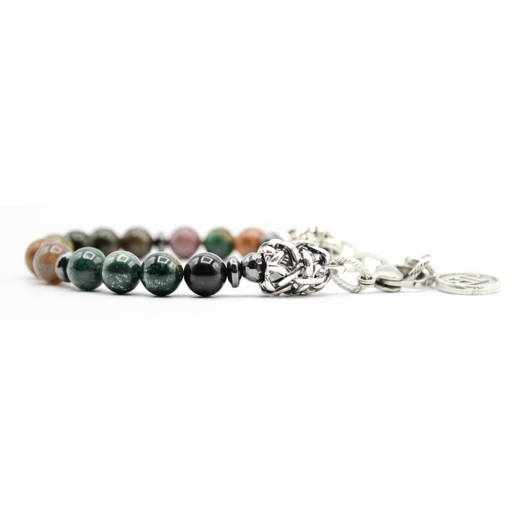 Bracciale agata indiana EXPLORER  terminali Argento
