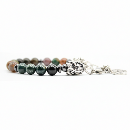 Bracciale agata indiana EXPLORER  terminali Argento