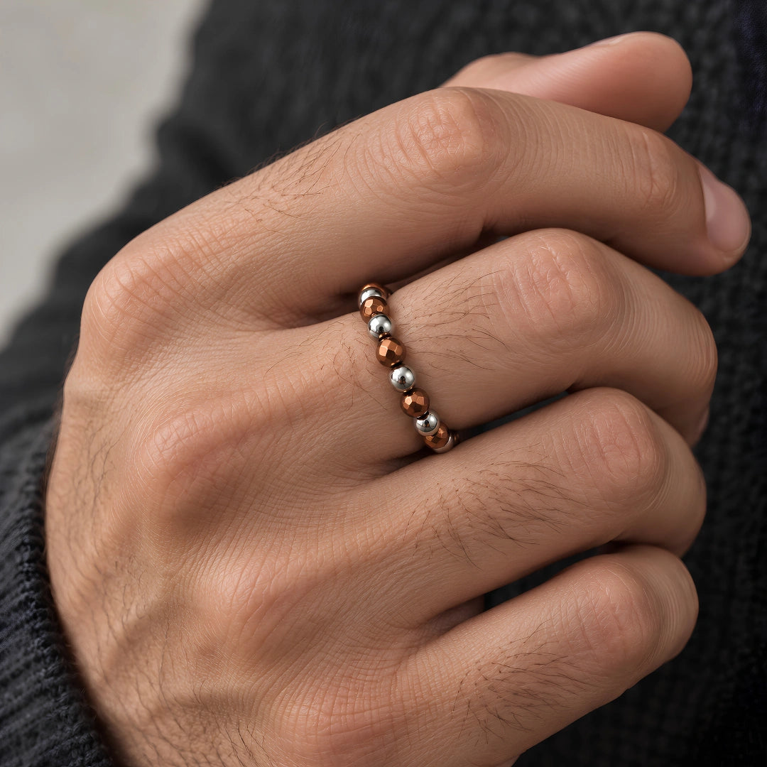 Anello elastico con Ematite Terracotta