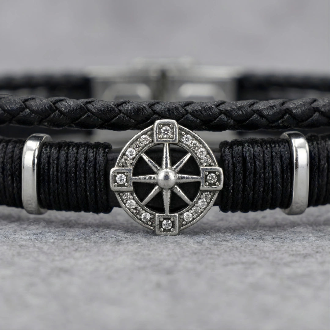 Bracciale Rosa dei Venti Nero Doppio Intreccio
