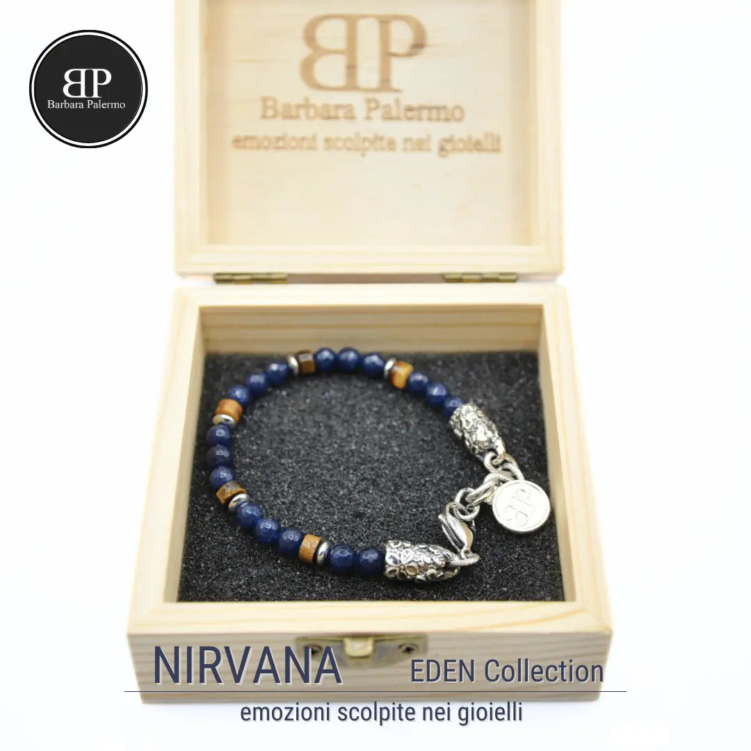 Bracciale Eden Nirvana: Giada blu e rondelle occhio di tigre