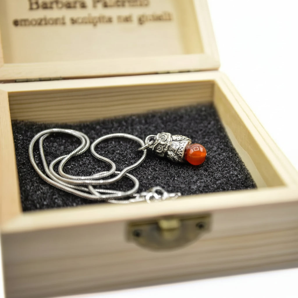 Vitality Collana Gufo con Pietra Corniola Owls