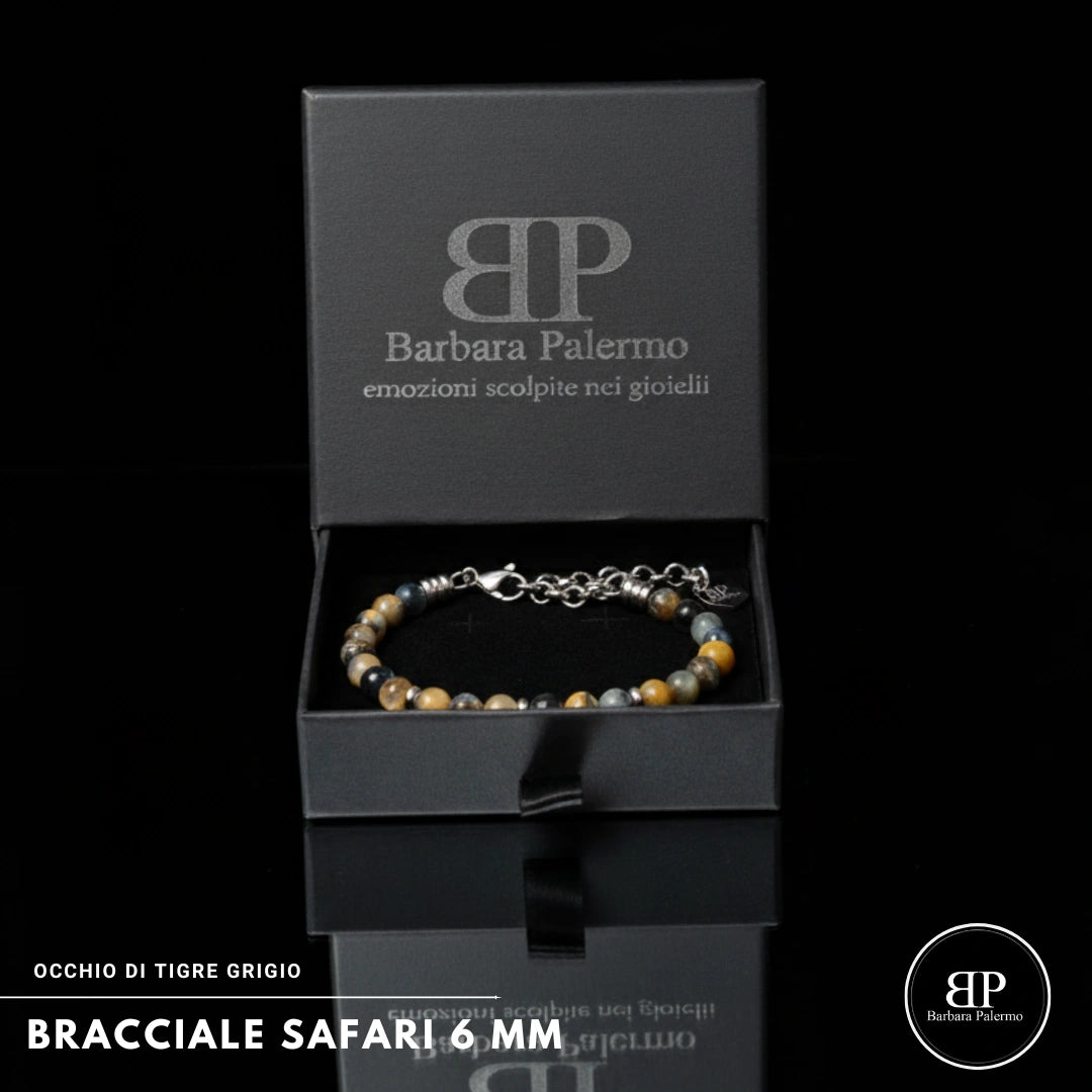 Bracciale stones Safari Occhio di Tigre Grigio 6 mm