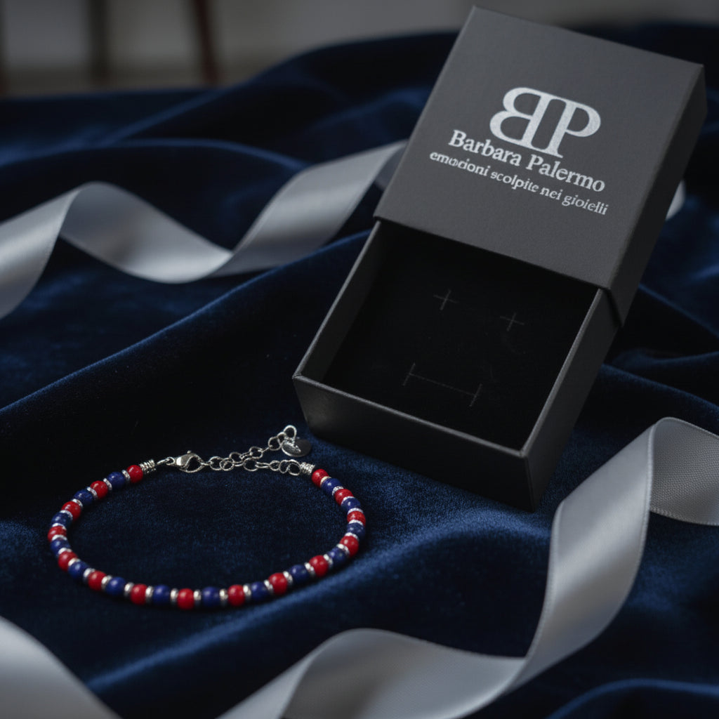 Bracciale Rosso blu Lapis e Agata Rossa 4 mm