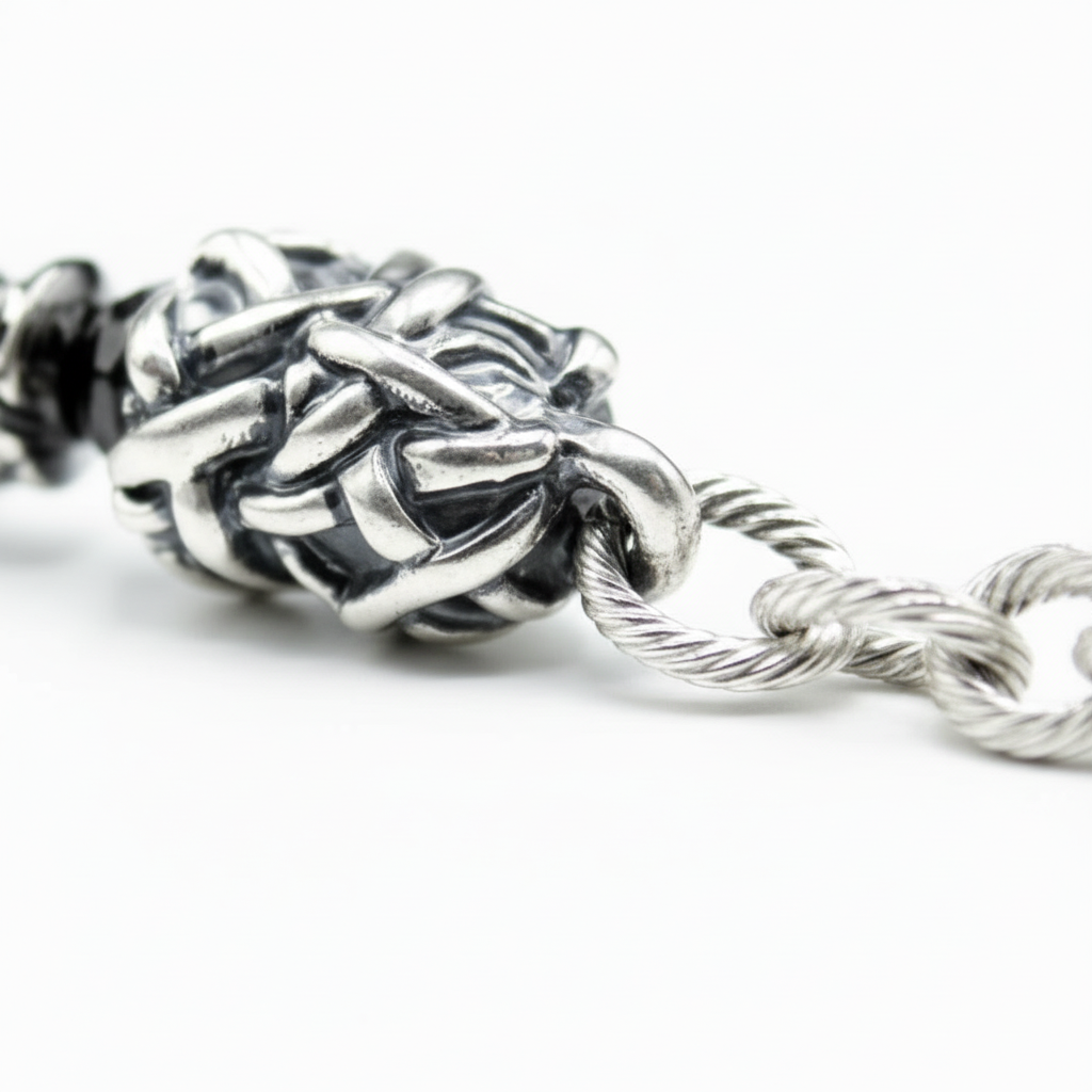 MAGMA und Silber Herrenarmband aus Lavasteinen