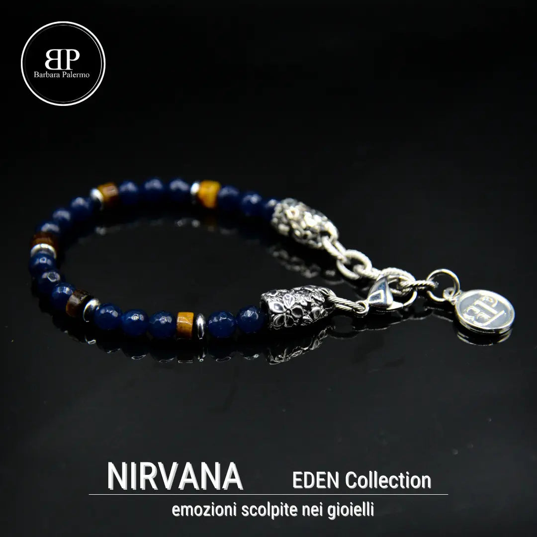 Bracciale Eden Nirvana: Giada blu e rondelle occhio di tigre