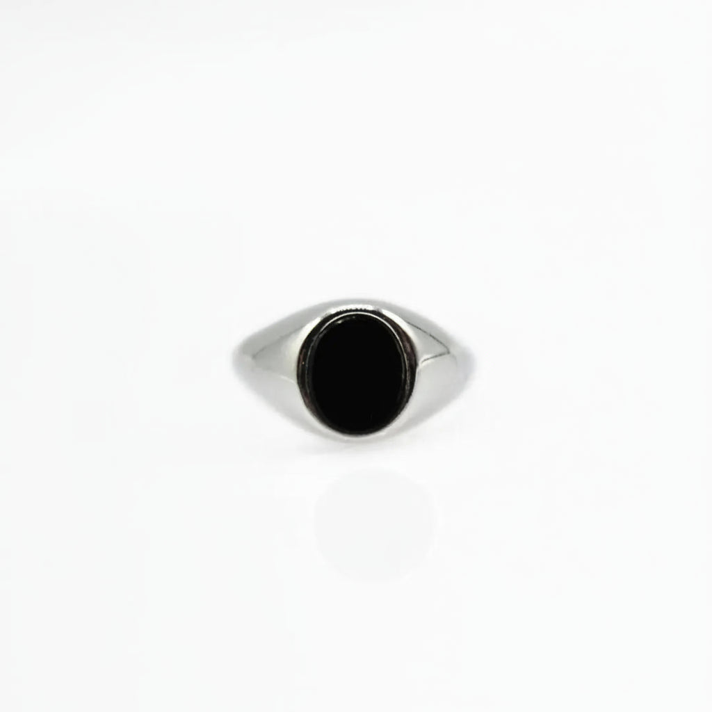 Eternity - Flacher schwarzer Onyxring: Stärke und Eleganz
