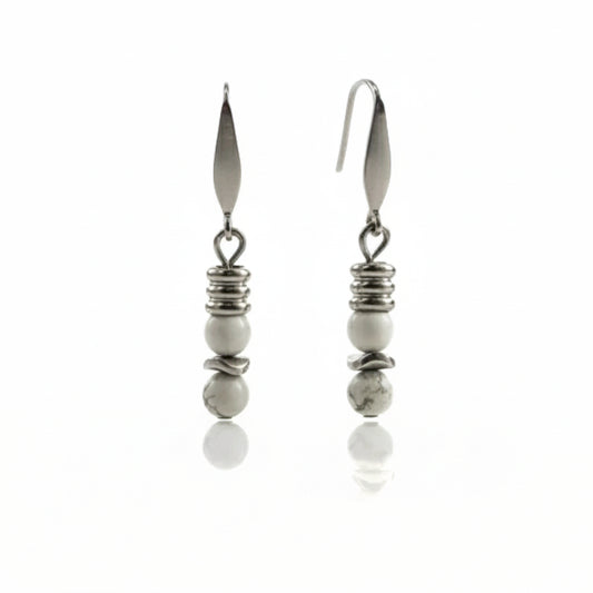 Orecchini in Howlite e Acciaio 316L