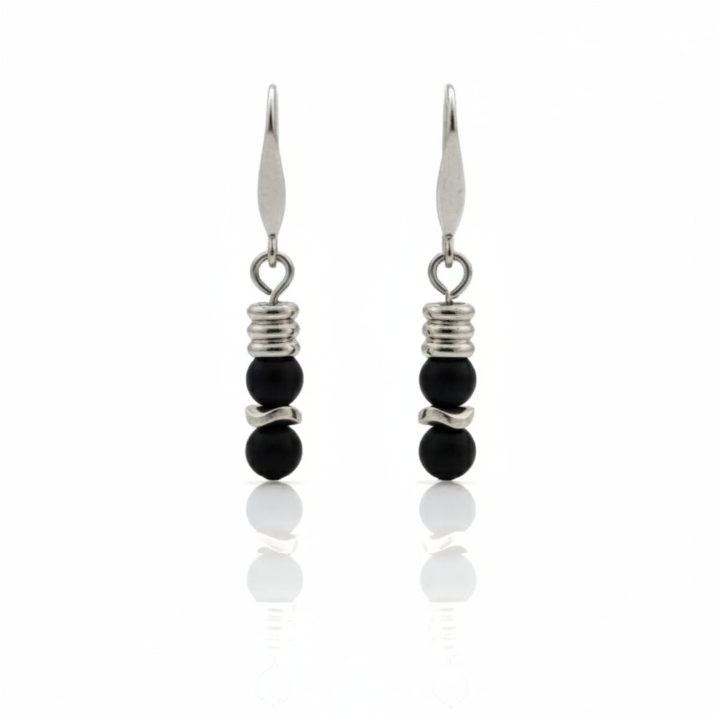 Orecchini in Onice Nero Satinato e Acciaio 316L