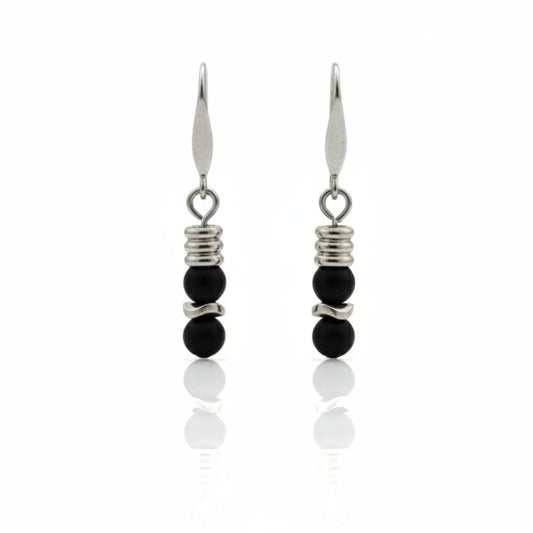 Orecchini in Onice Nero Satinato e Acciaio 316L