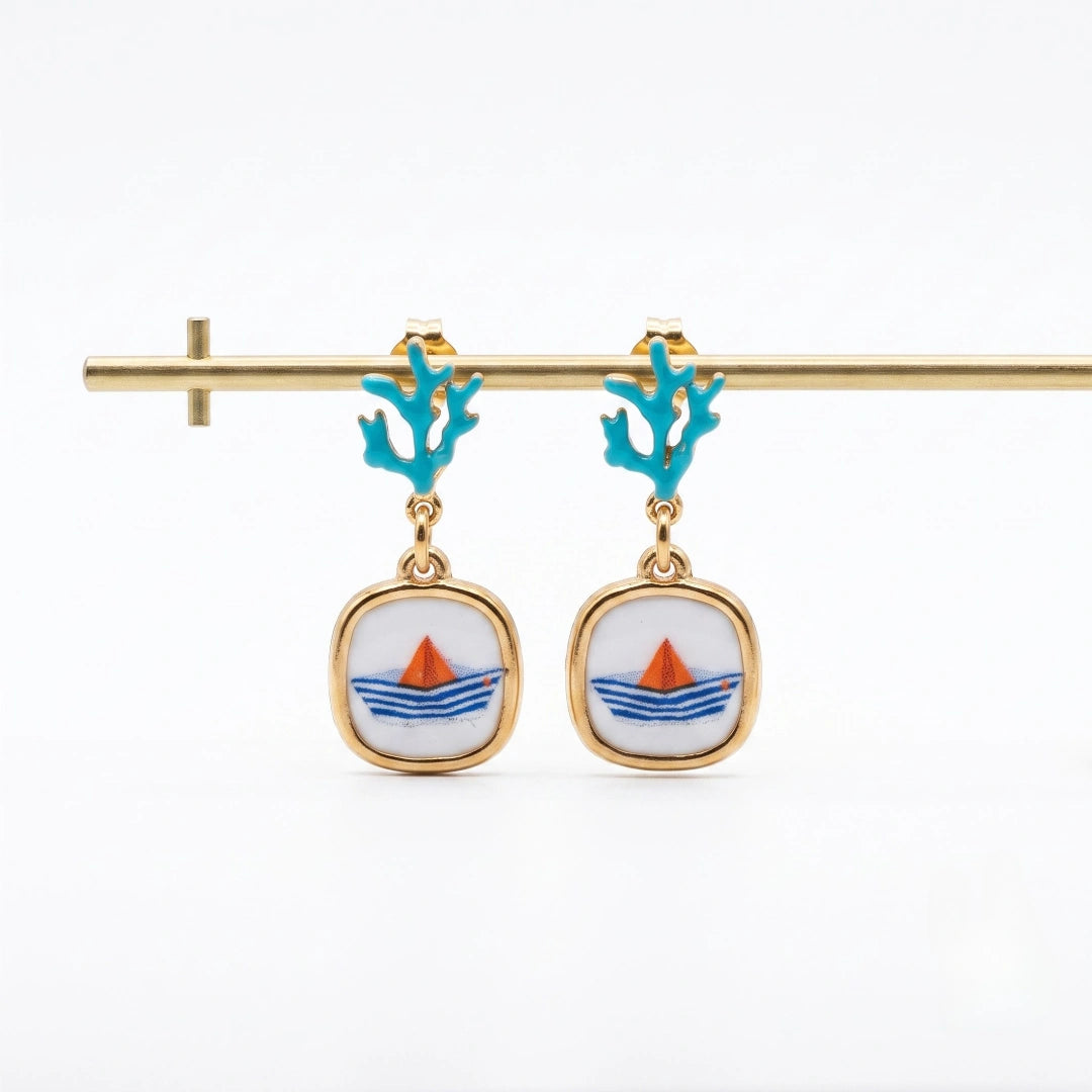 Orecchini Sea Barca Corallo