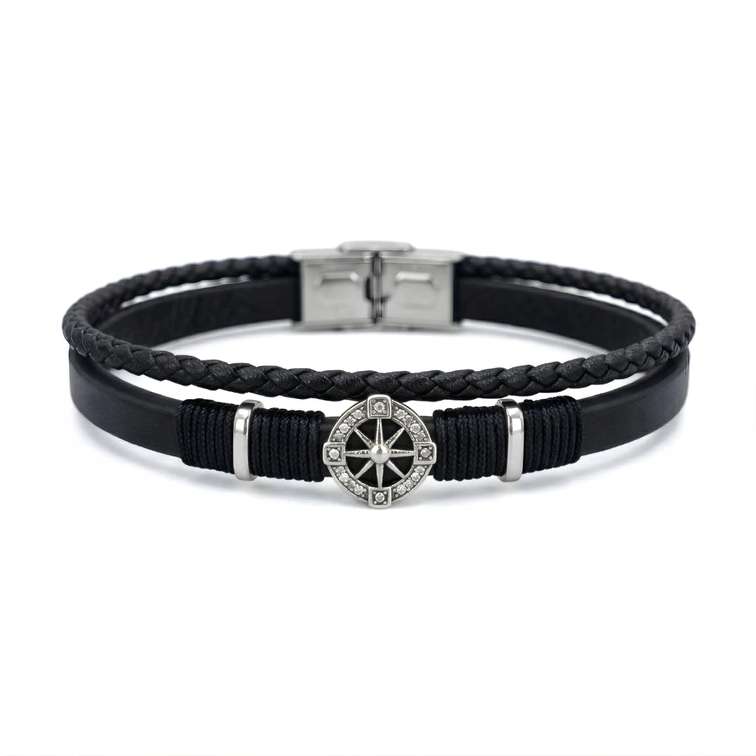 Bracciale Rosa dei Venti Nero Doppio Intreccio