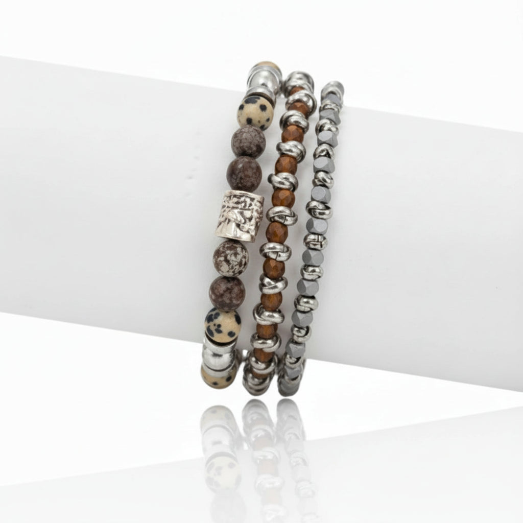 Geolux-Set – Trio handgefertigter Unisex-Armbänder