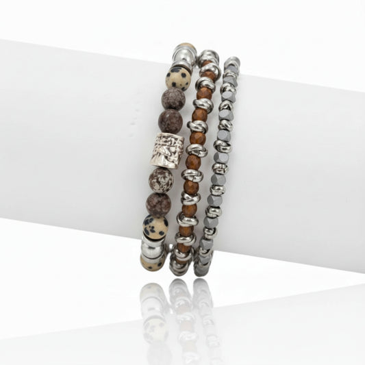 Geolux-Set – Trio handgefertigter Unisex-Armbänder