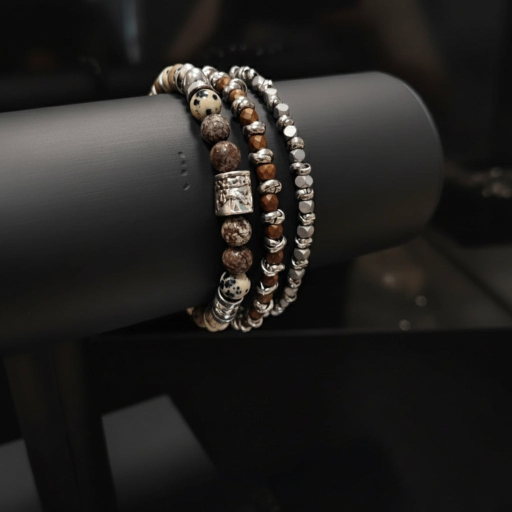 Geolux-Set – Trio handgefertigter Unisex-Armbänder