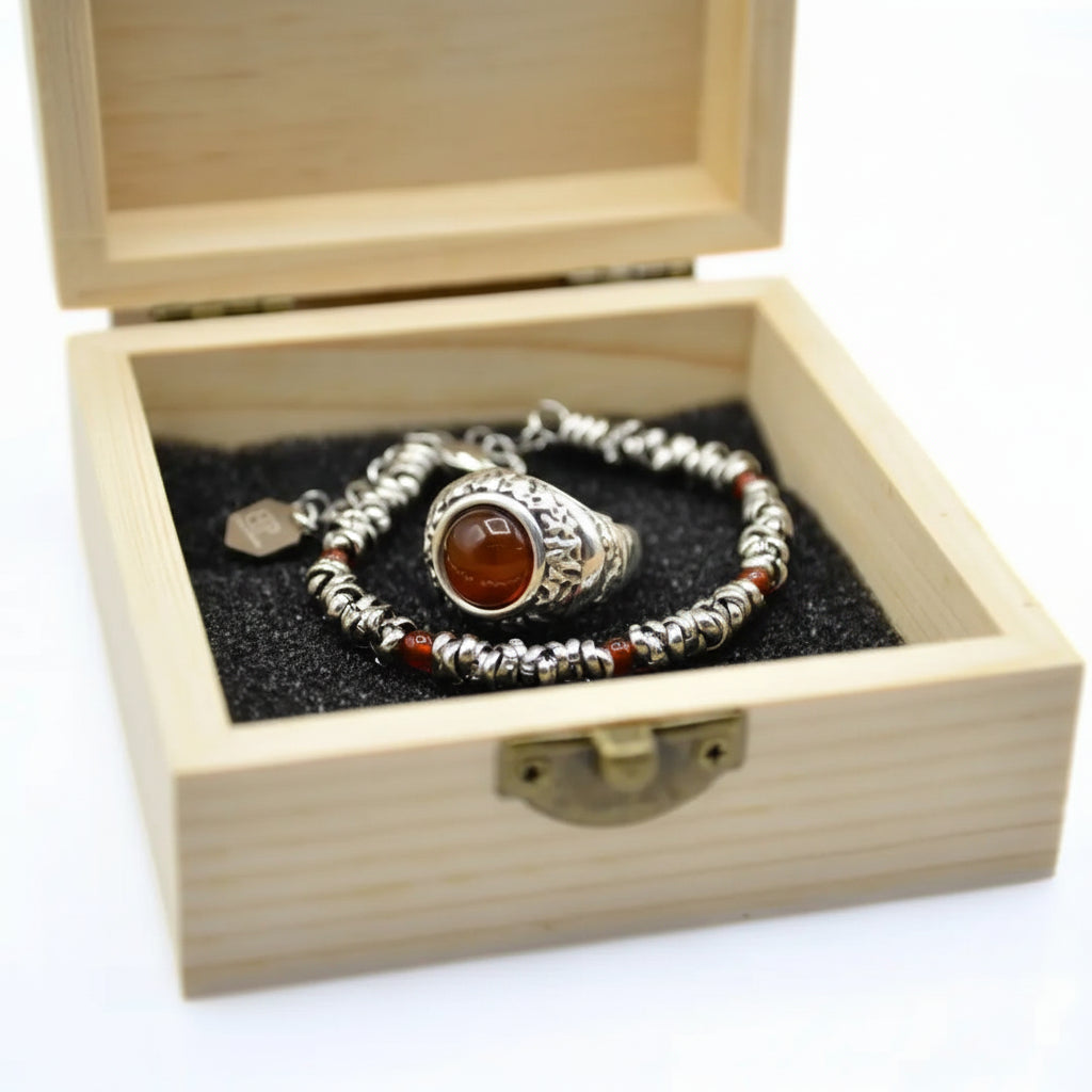 Karneol Harmonie Set: Ring &amp; Armband