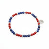 Bracciale elastico Rosso Blu - Lapis e Agata Rossa 4 mm