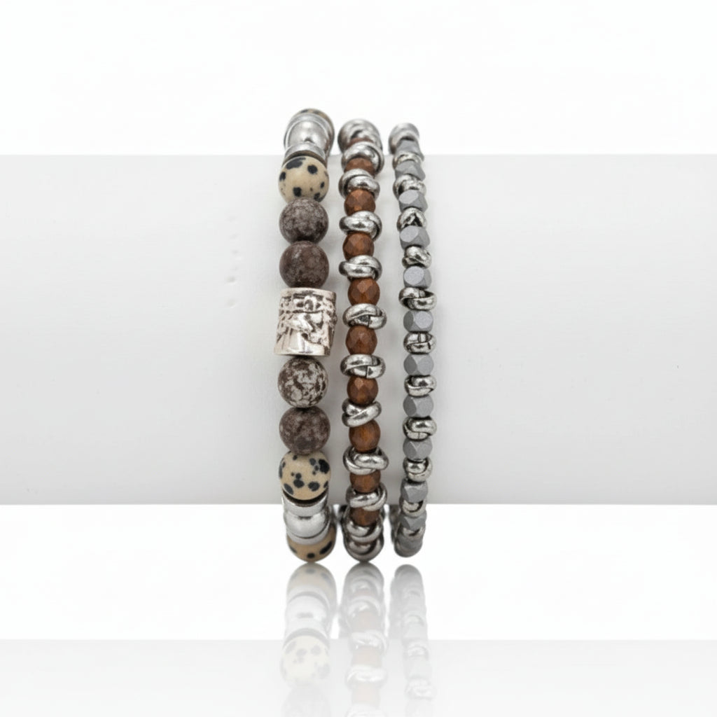 Geolux-Set – Trio handgefertigter Unisex-Armbänder