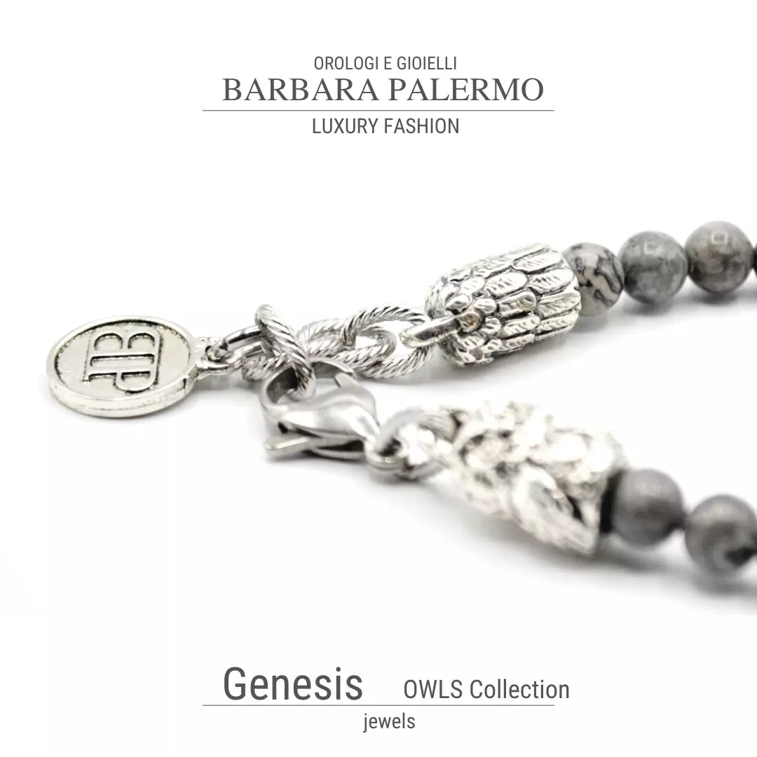Genesis Bracciale Agata fossile con Gufo Owls