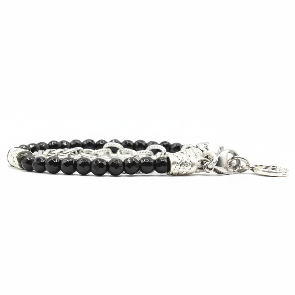 Bracciale doppio giro Onice Nera sfaccettata Ocean Dubai