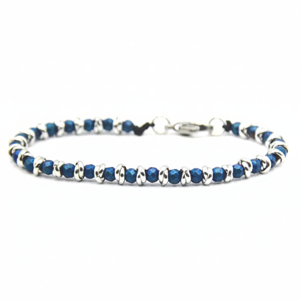 Bracciale nautico acciaio ed ematite Braid Blu Notte