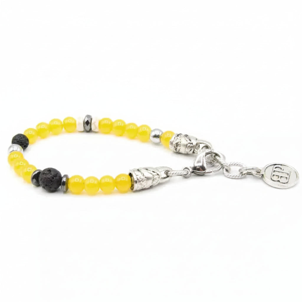 Sorrento-Gelb-Armband. Gelbe Glasjade, Lavastein, Aulit