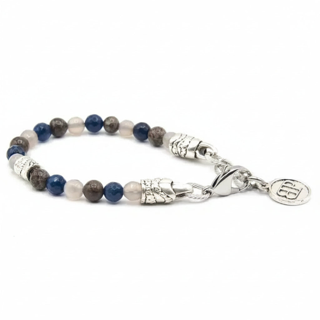Bracciale Agata grigia Ossidiana Agata blu Ocean Lisbona