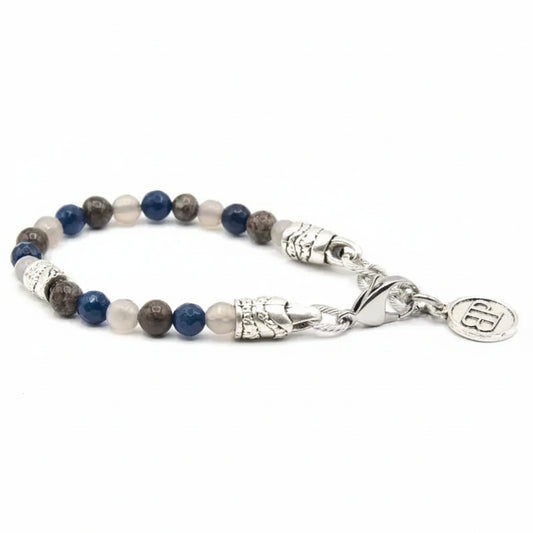 Bracciale Agata grigia Ossidiana Agata blu Ocean Lisbona