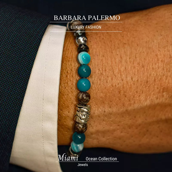 Bracciale Ocean con pietre dure e sculture placcate argento